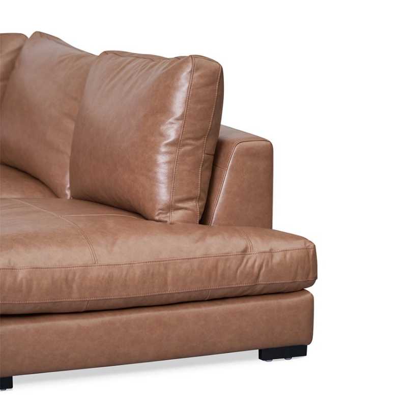 Windybrook Right Chaise Leather Sofa Caramel Brown Right Side View