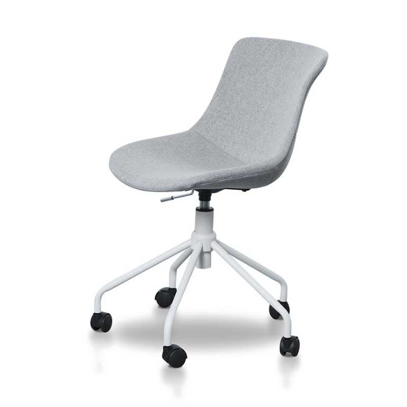 Woodberry Office Bar Chair Light Grey With White Base Angle View