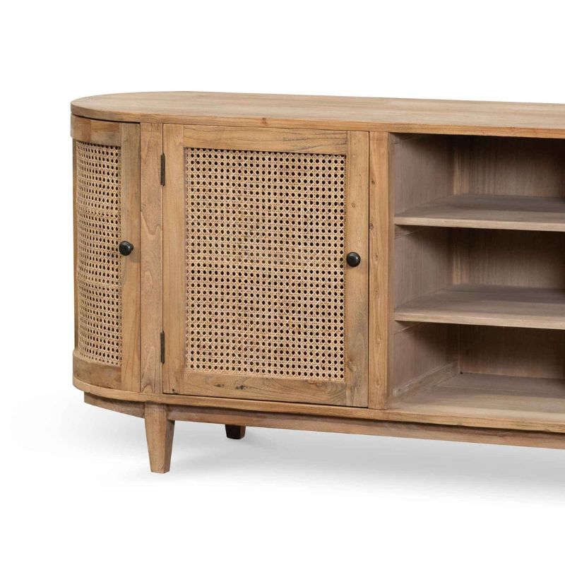 Woodbridge 210CM Sideboard Unit Natural With Rattan Doors Middle View