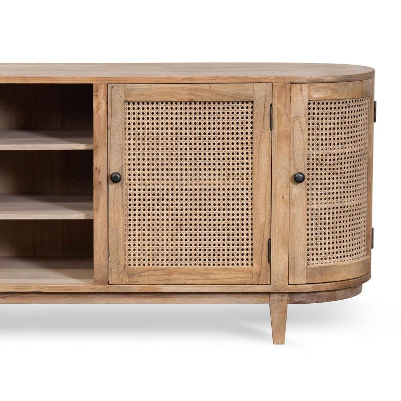 Woodbridge 210CM Sideboard Unit Natural With Rattan Doors Right Side View