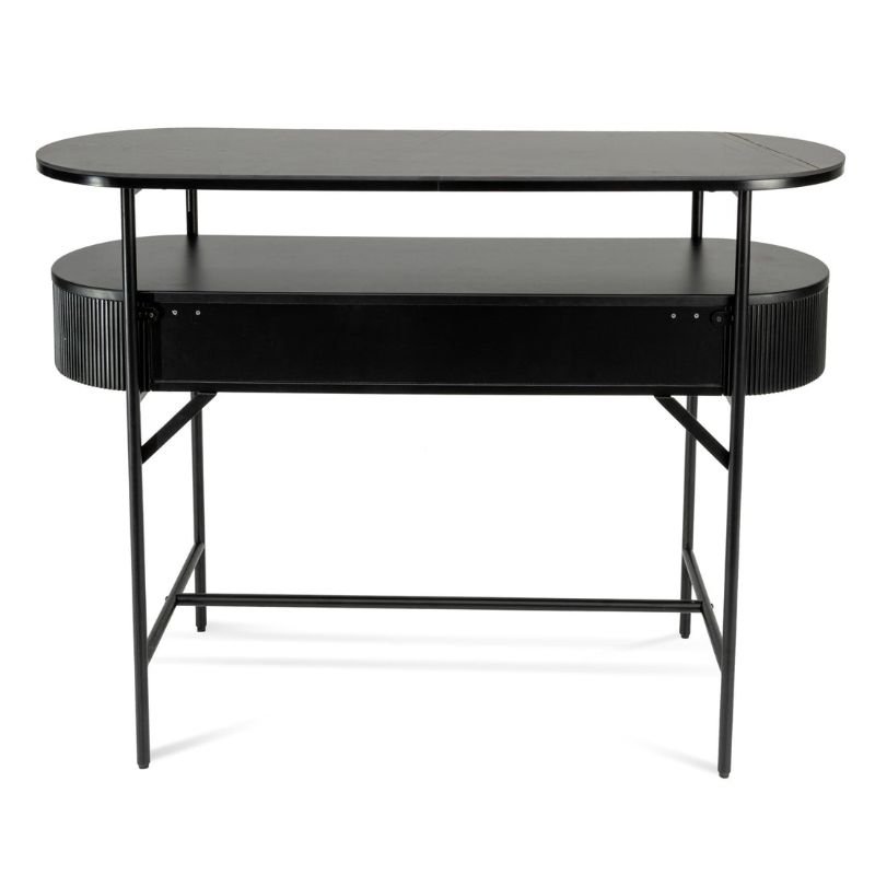 Woodhaven 120CM Stone Top Console Table Black Front View