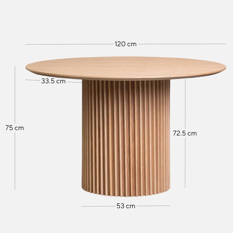 Woodland 120CM Round Wooden Dining Table Natural Dimensions