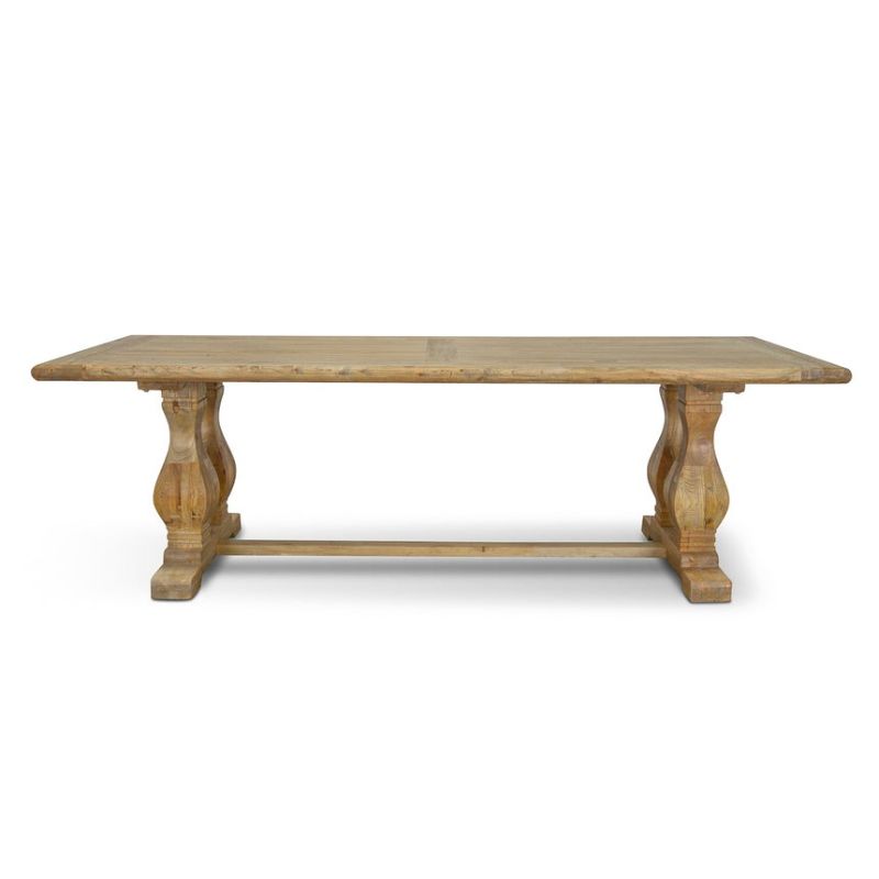 Woodshade 240CM Elm Wood Dining Table Natural Front View