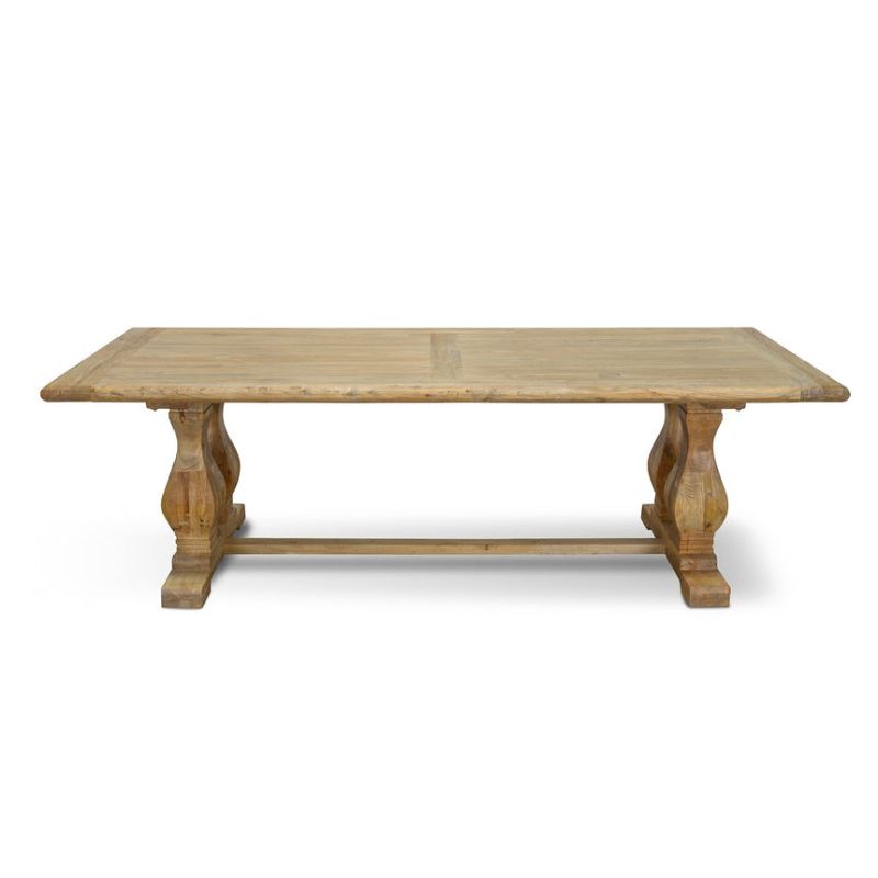 Woodshade 240CM Elm Wood Dining Table Natural Front