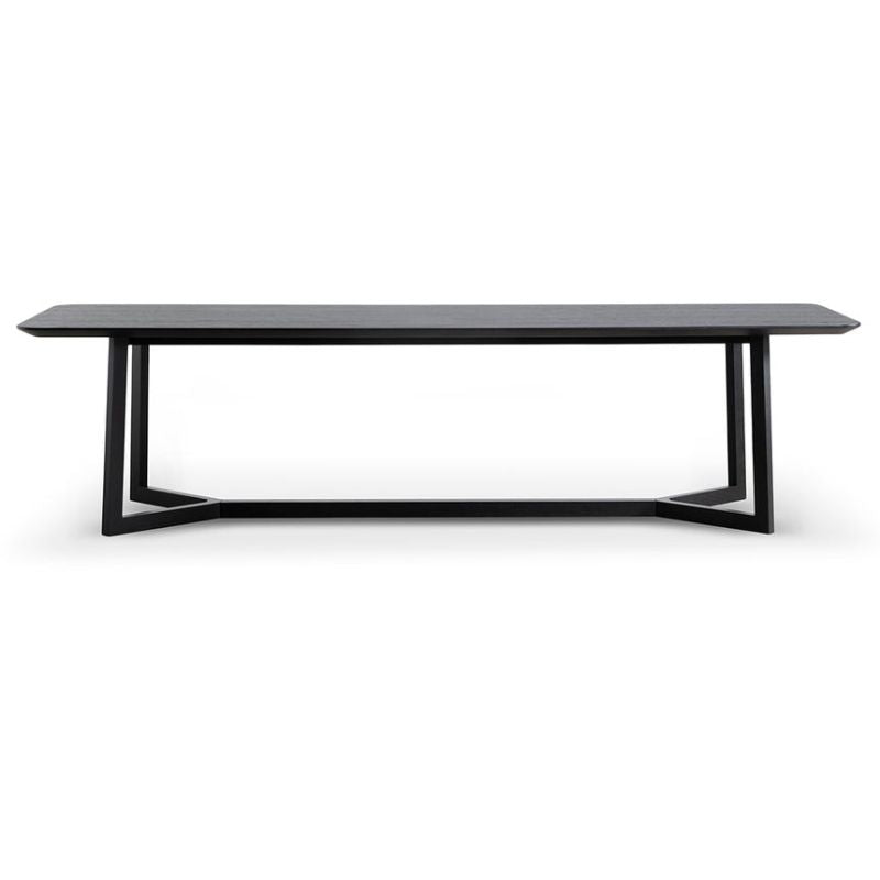 Yewridge 295CM Wooden Dining Table Full Black Front View