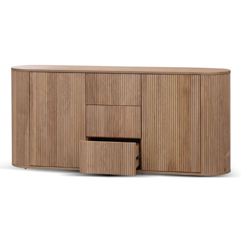 Zeppelin 180CM Sideboard Unit Natural Single Bottom Drawer Open View
