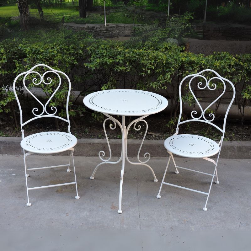 Zoe 3 Piece Iron Outdoor Round Garden Table Set