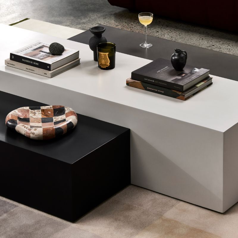 Bloc L3 Concrete Coffee Table Bone Graphite In Living Space