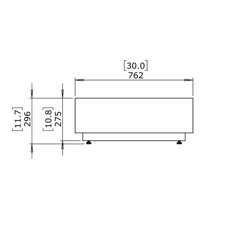 Bloc L6 Concrete Coffee Table Side View Drawing