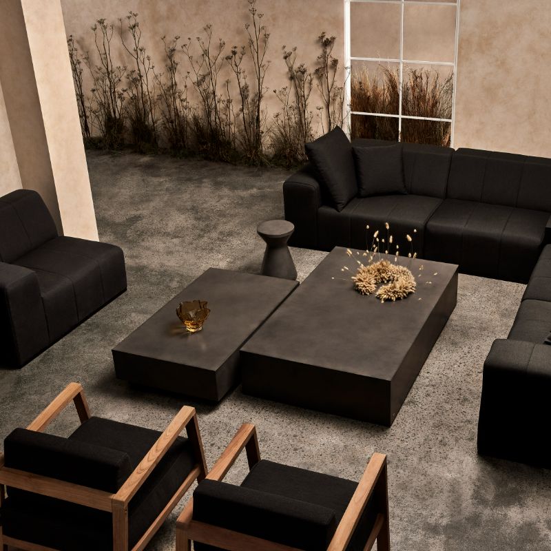 Bloc L6 Concrete Coffee Table With Full Sofa Set Cushion In Livingspace