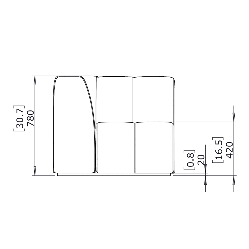 Connect C37 Modular Sofas Front Drawing