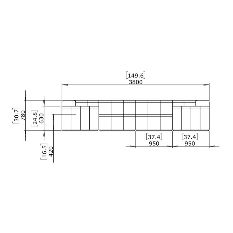 Connect Modular 8 U-Sofa Sectional Front Drawing