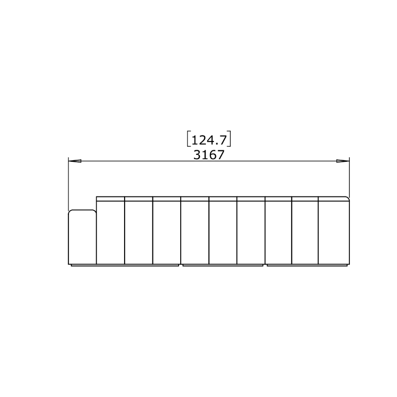 Connect Modular 8 U-Sofa Sectional Side Drawing