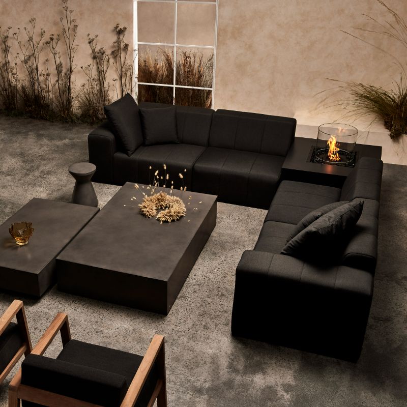 Connect Modular 8 U-Sofa Sectional Sooty Full Set With Table Cushion
