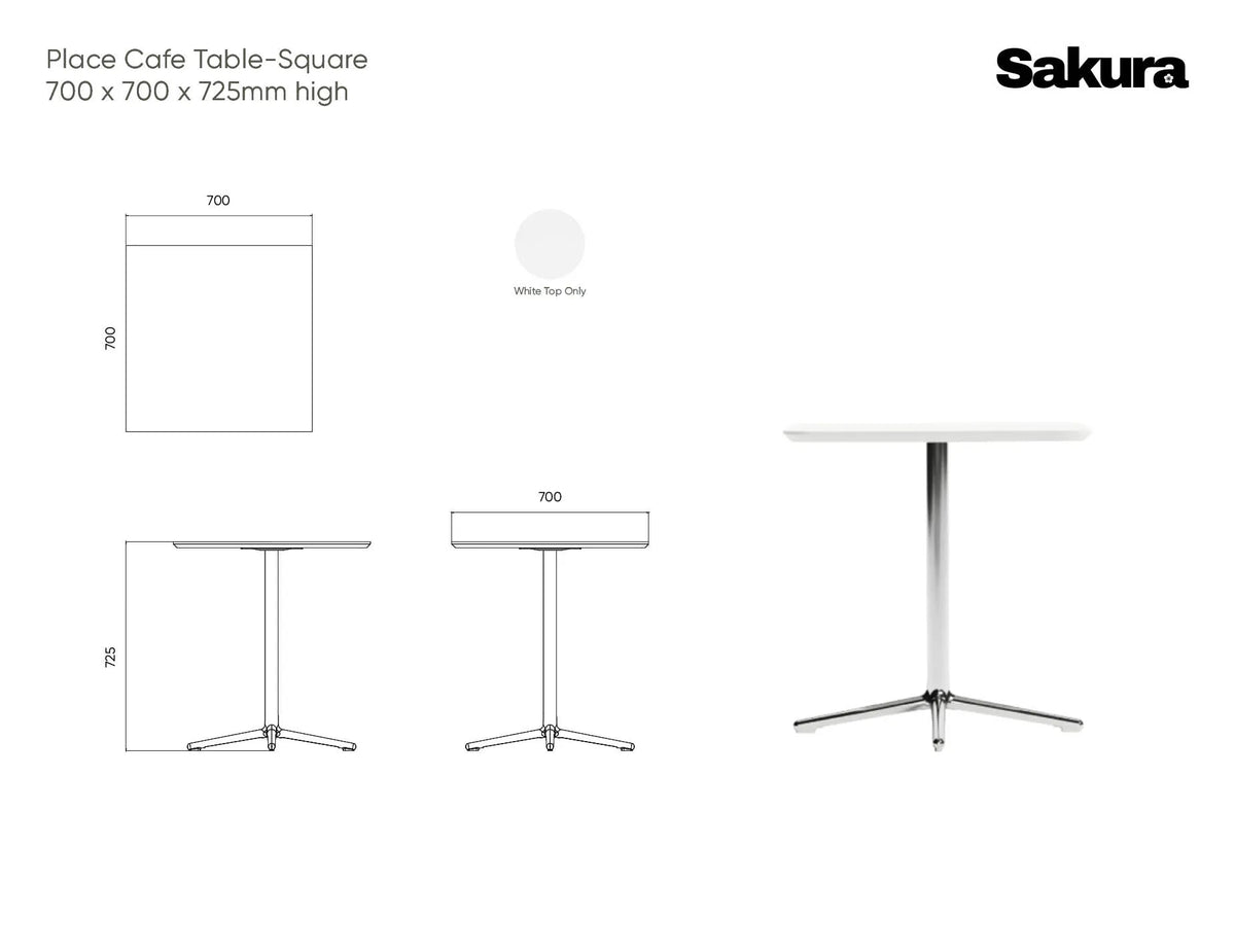 Place 70cm Square Cafe Table