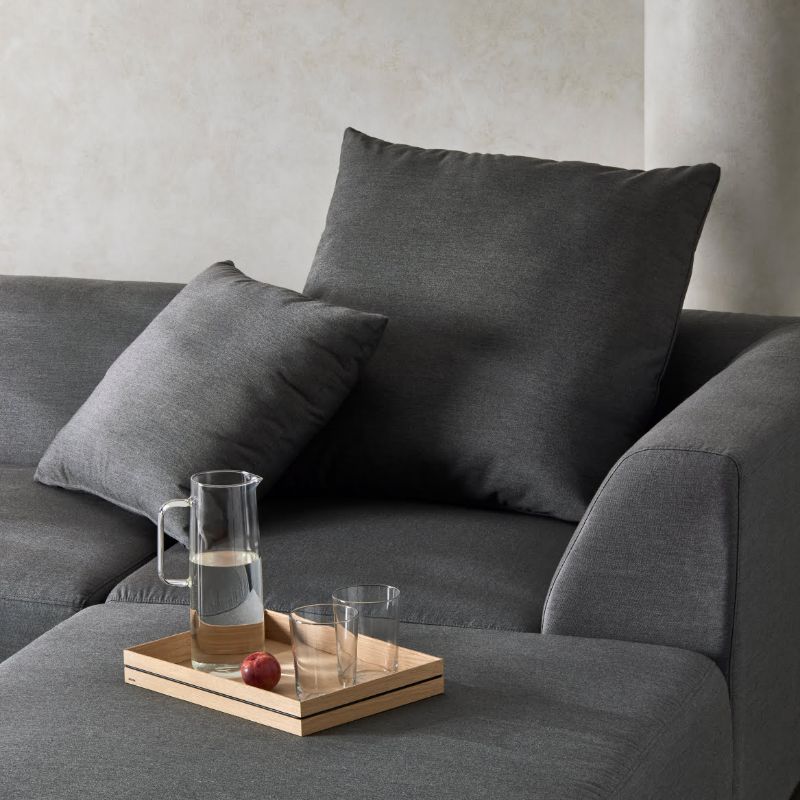 Relax C37 Modular Sofa flanelle pillows glass of water