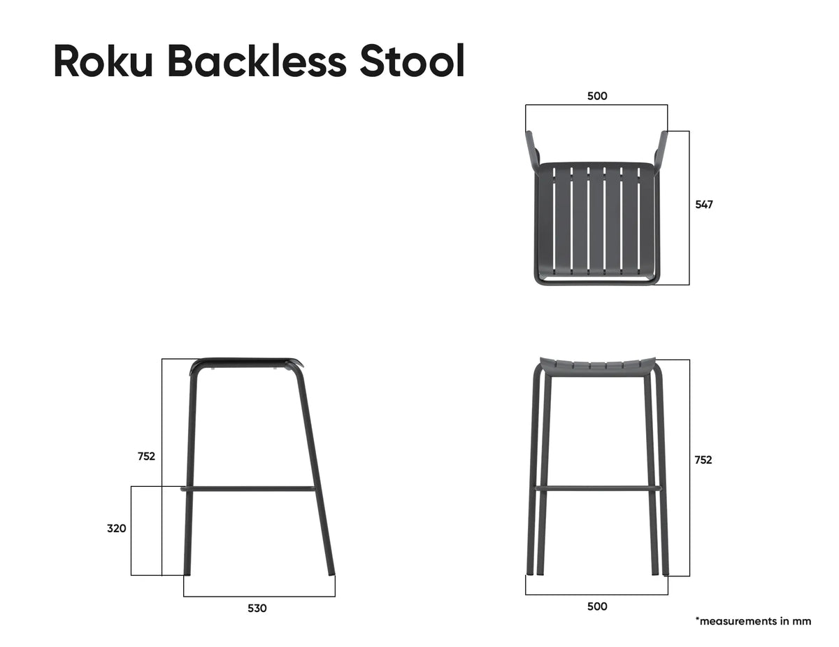Roku Outdoor Backless Bar Stool