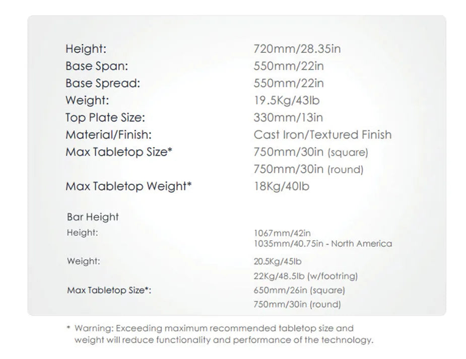 Flat Tech UR22 Cafe Table Base