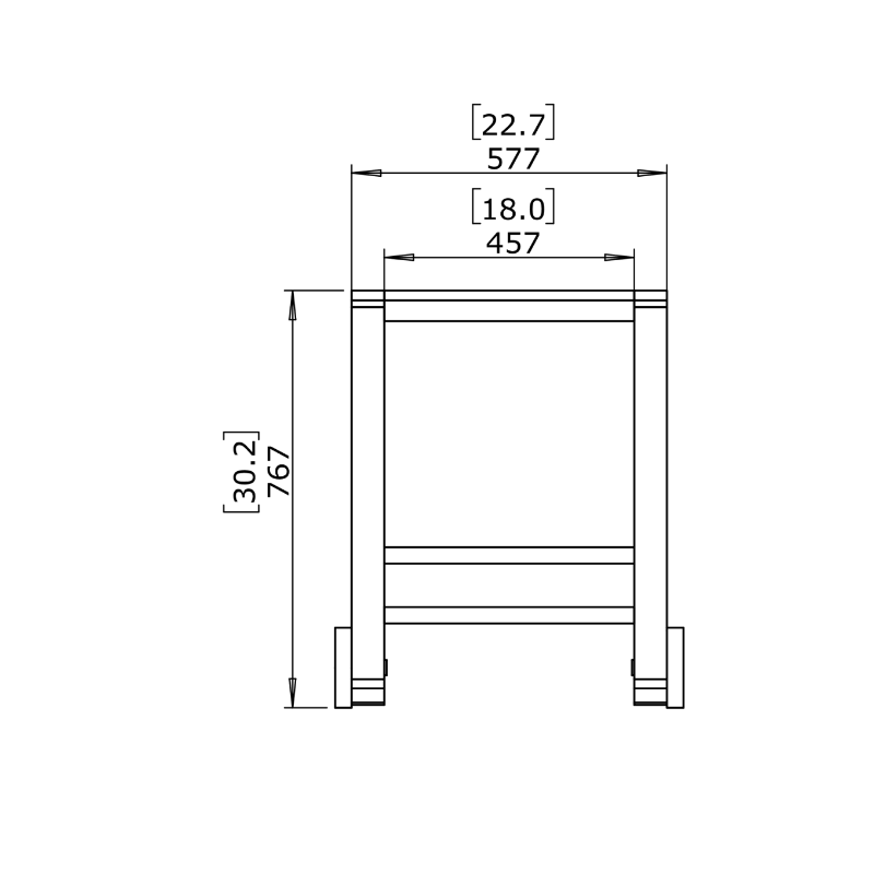 Serve T30 Bar Cart Front Drawing