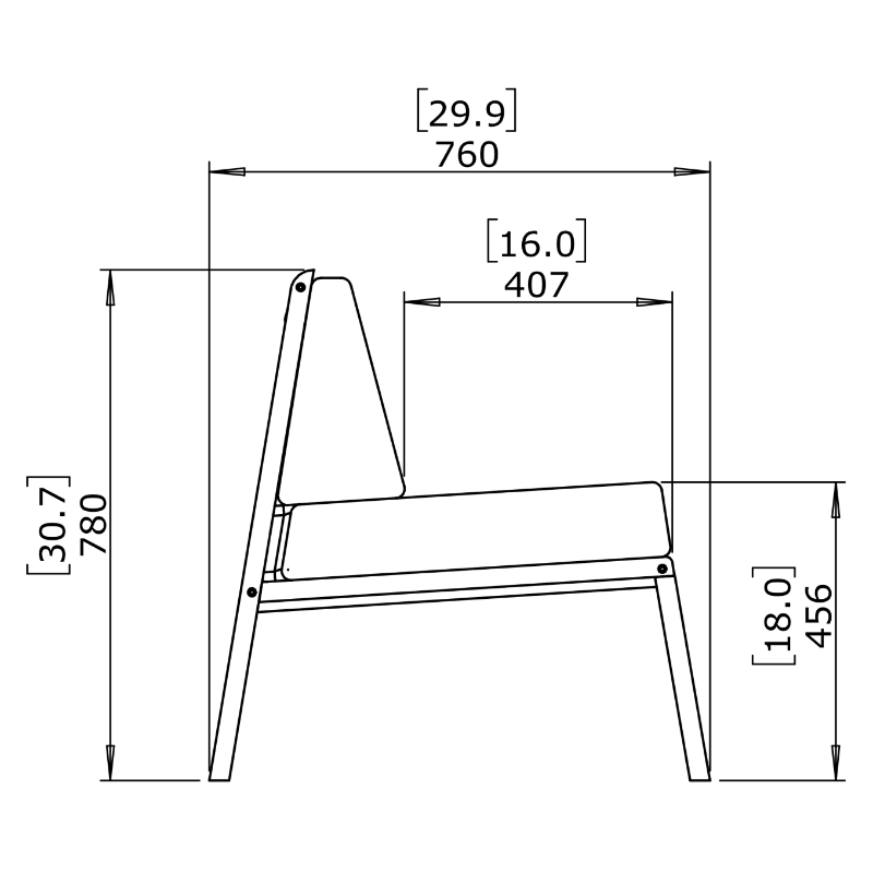 Sit D24 Dining Chairs Side Drawing