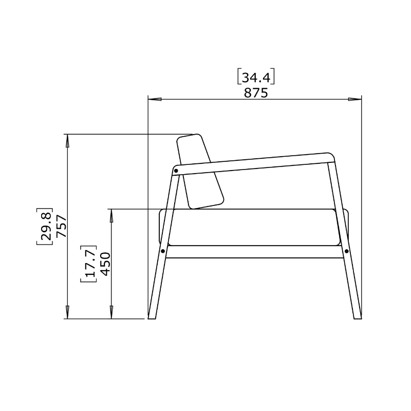 Sit L52 Lounge Chair Loveseat Side Drawing