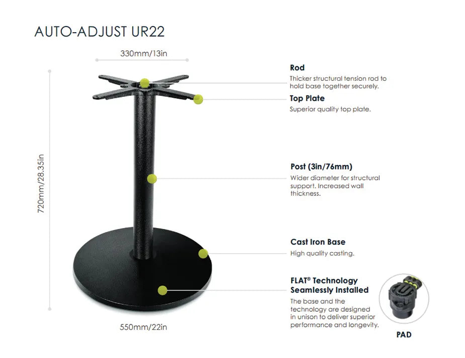 Flat Tech UR22 Cafe Table Base