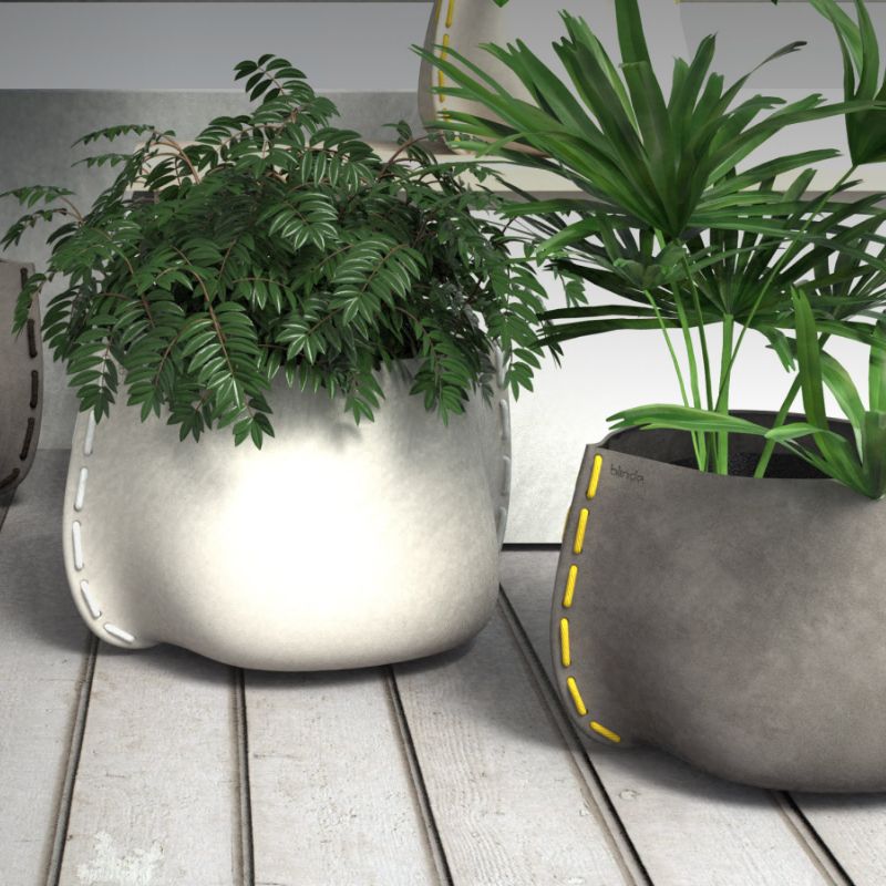 Stitch 100 Designer Pot Plant Natural Bone Graphite Installation