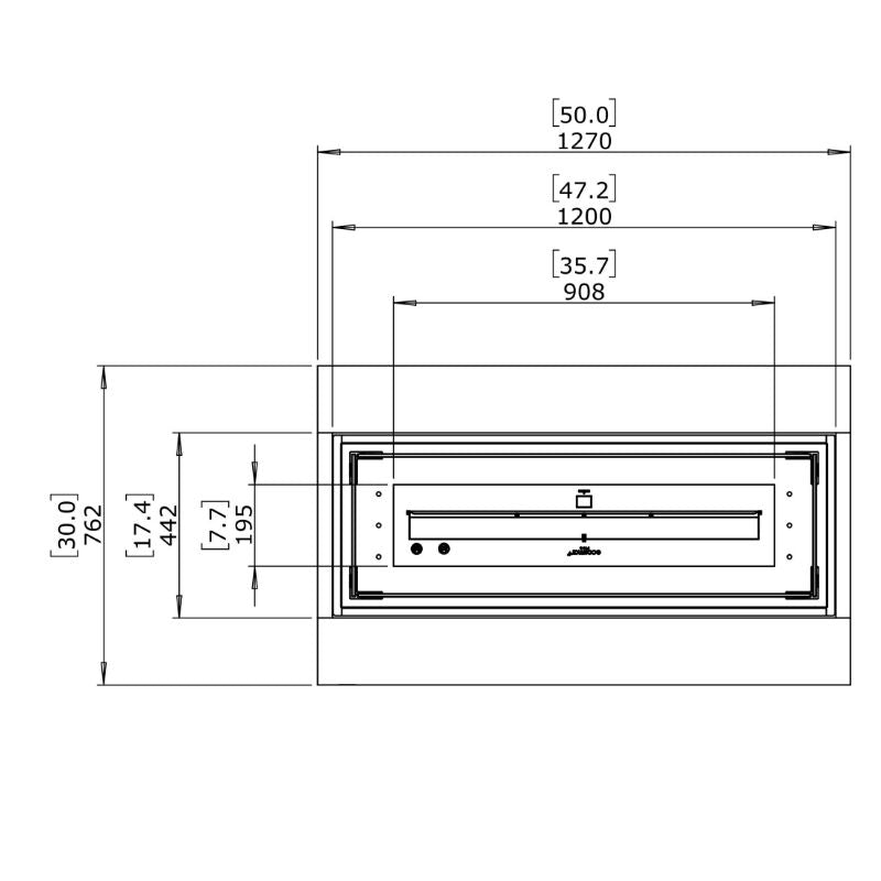 Cosmo 50 Ethanol Fire Pit Table technical drawing