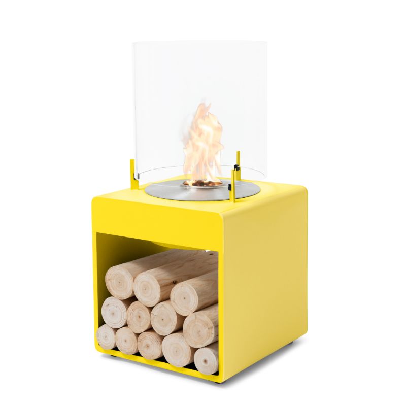 Pop 3L Low Ethanol Fireplace yellow with stainless steel burner
