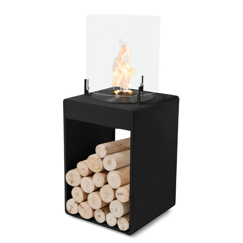 Pop 3T Tall Ethanol Fireplace black with black burner
