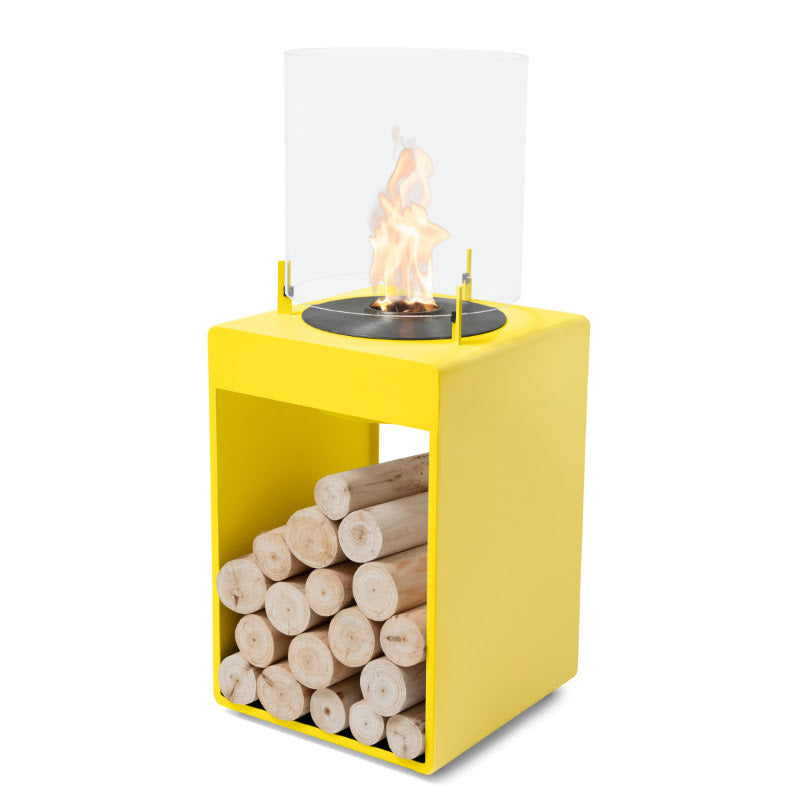 Pop 3T Tall Ethanol Fireplace yellow with black burner