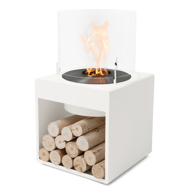 Pop 8L Low Ethanol Fireplace white with black burner