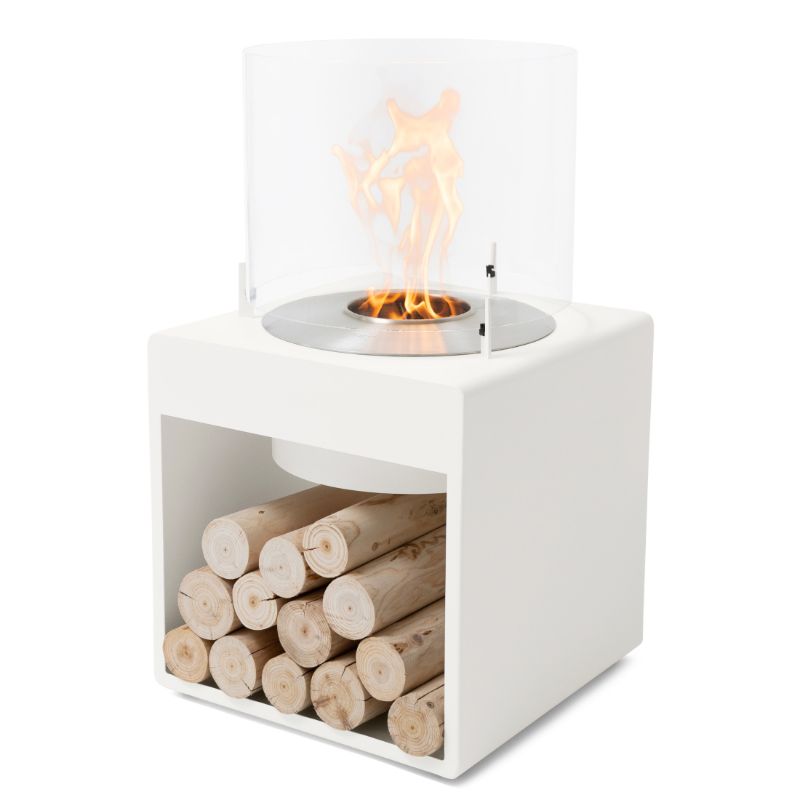Pop 8L Low Ethanol Fireplace white with stainless steel burner