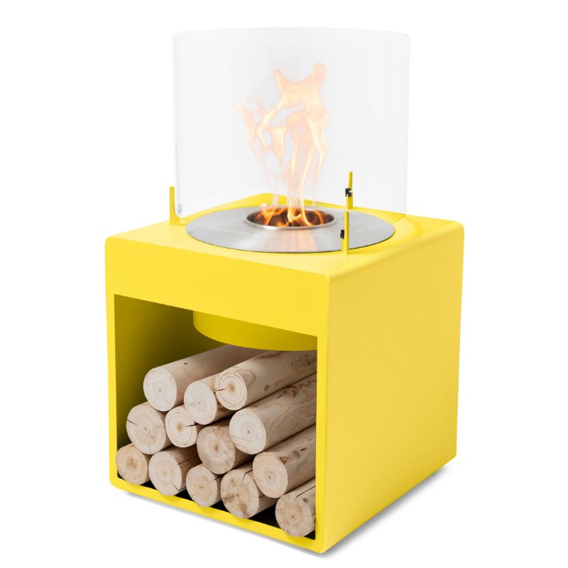Pop 8L Low Ethanol Fireplace yellow with stainless steel burner