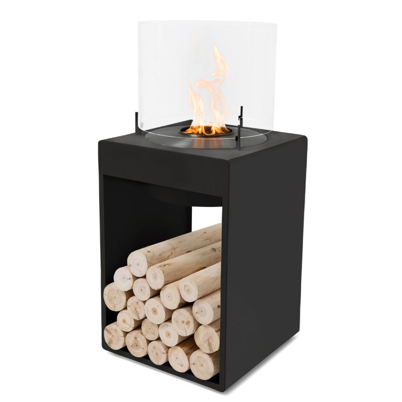 Pop 8T Tall Ethanol Fireplace black with black burner