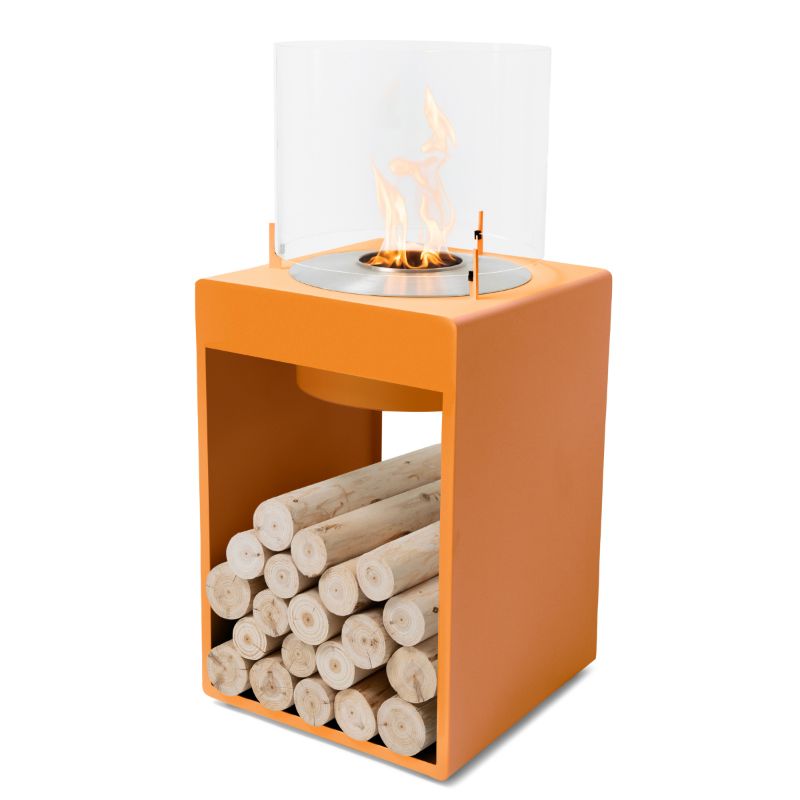 Pop 8T Tall Ethanol Fireplace orange with stainless steel burner