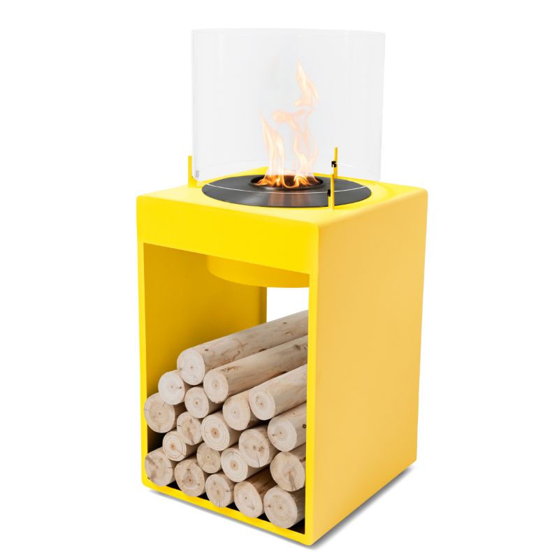 Pop 8T Tall Ethanol Fireplace yellow with black burner