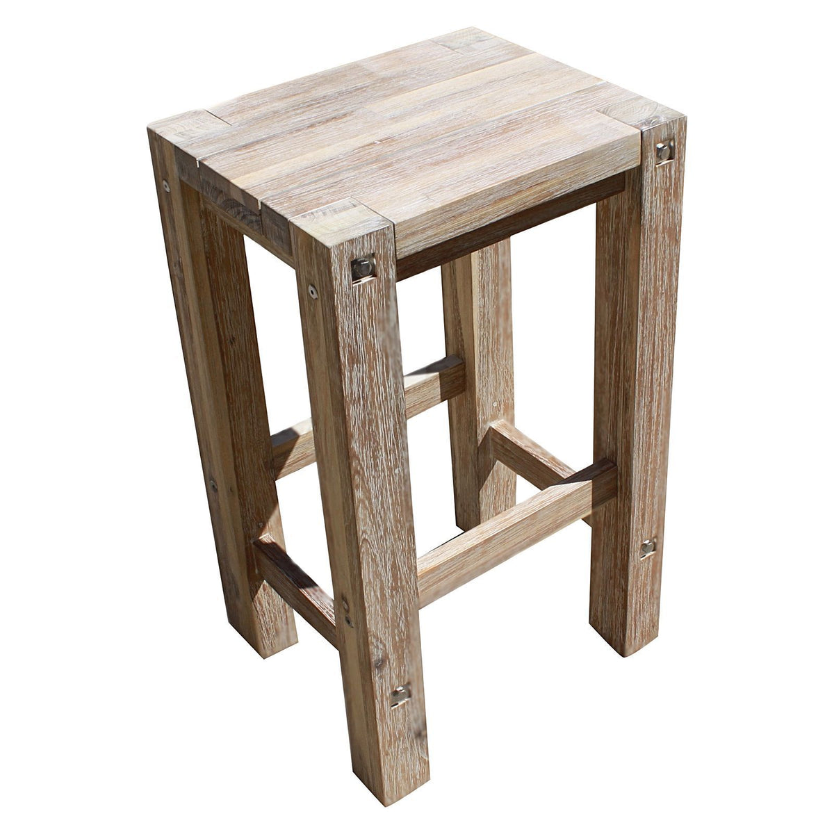 Sturdy Outdoor Bar Stool, White Brush - Outdoor Living Essentials