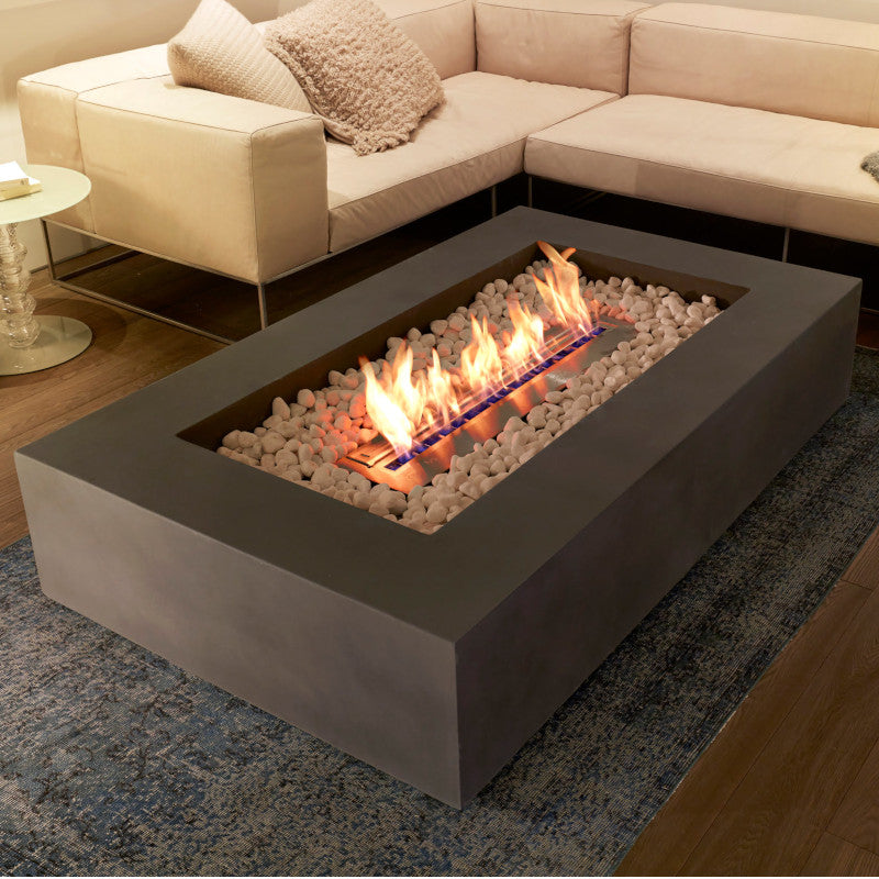 Wharf 65 ethanol fire pit table natural inside