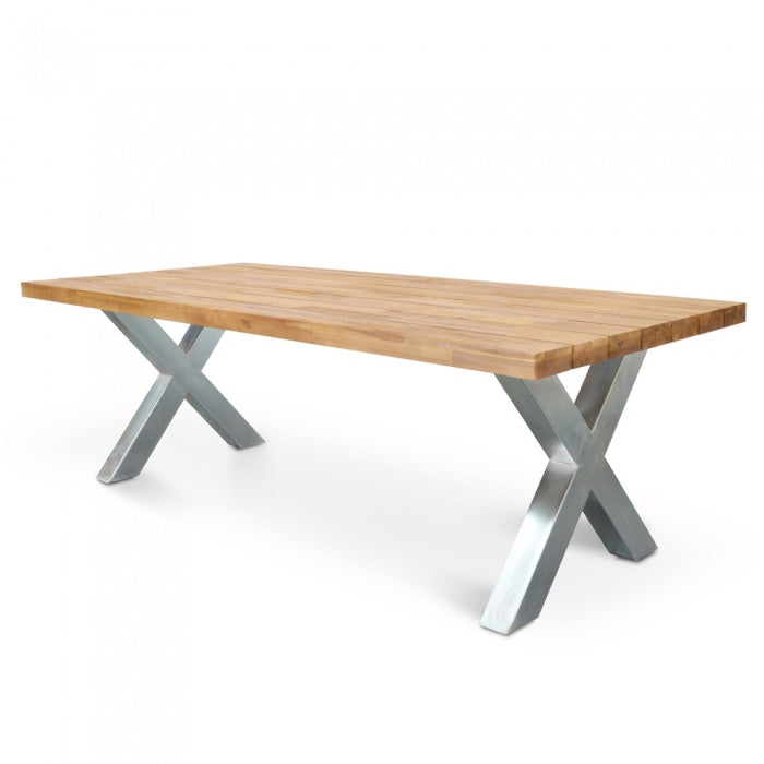 2.5m Outdoor Dining Table - Galvanized - Outdoor Living Essentials